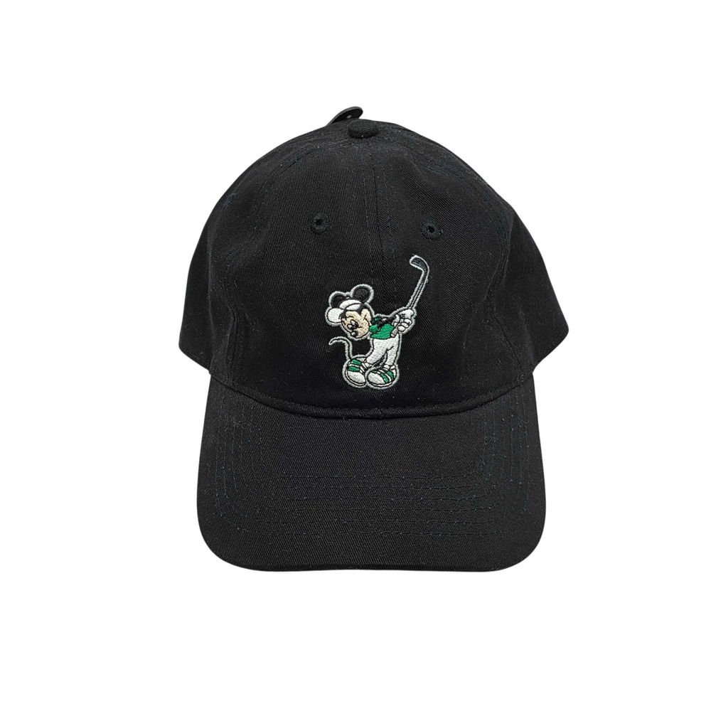 Disney Mickey Mouse Golfing Adjustable Strapback Dad Hat‎ Cap Black NWT NEW OSFA